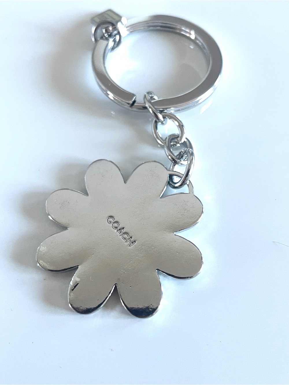 Coach Silver Flower Keyring with Turquoise Inlay - Picture 4 of 4